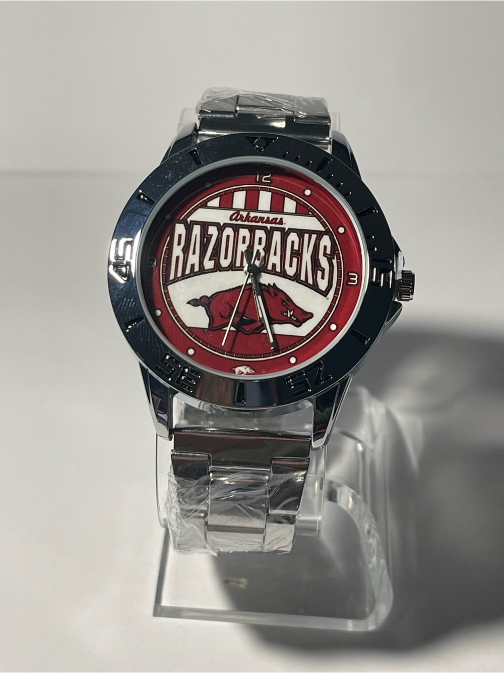 Arkansas Razorbacks Men's Stainless Steel Watch - Red Dial